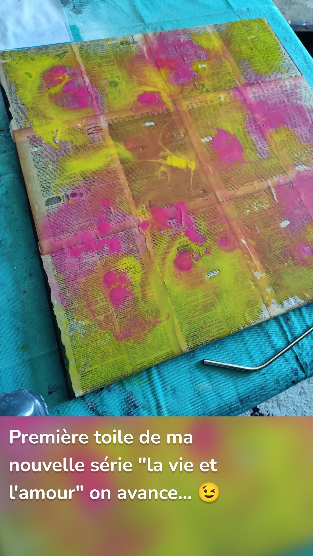 Première toile de ma nouvelle série "la vie et l'amour" on avance... 😉
